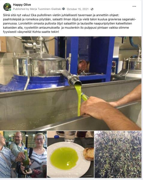 Pienviljelijöiden tuore oliiviöljy saadaan varhain korjatusta sadosta (Early Harvest)