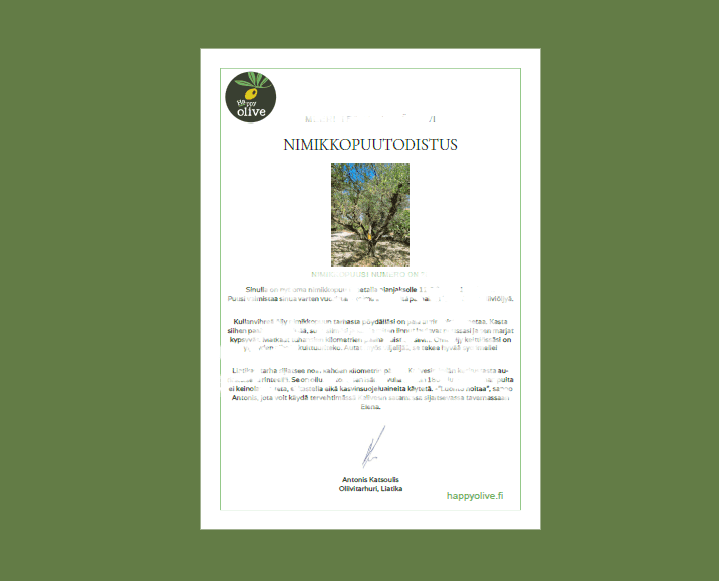 Sähköisen todistuksen omasta nimikkopuustasi